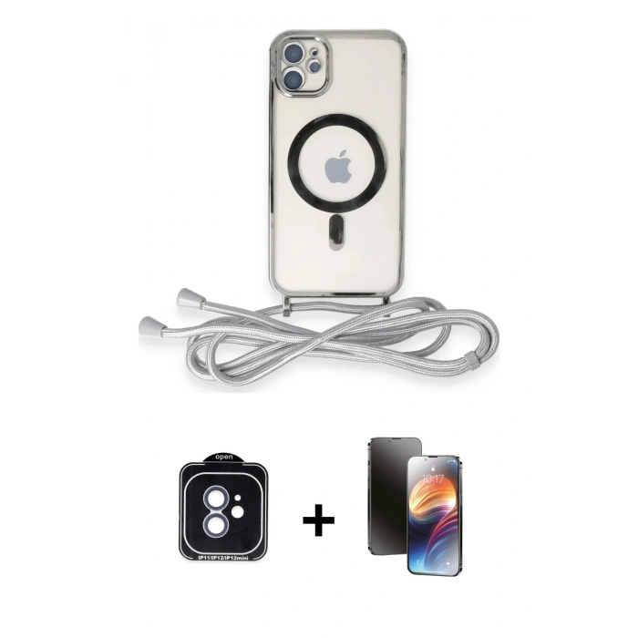 MARSİLYAN™- iPhone 11 Kılıf Eksen Özel Seri - Siyah 3D Antistatik Mat Seramik Nano Ekran Koruyucu + PVD Metal Kamera Lens - MI