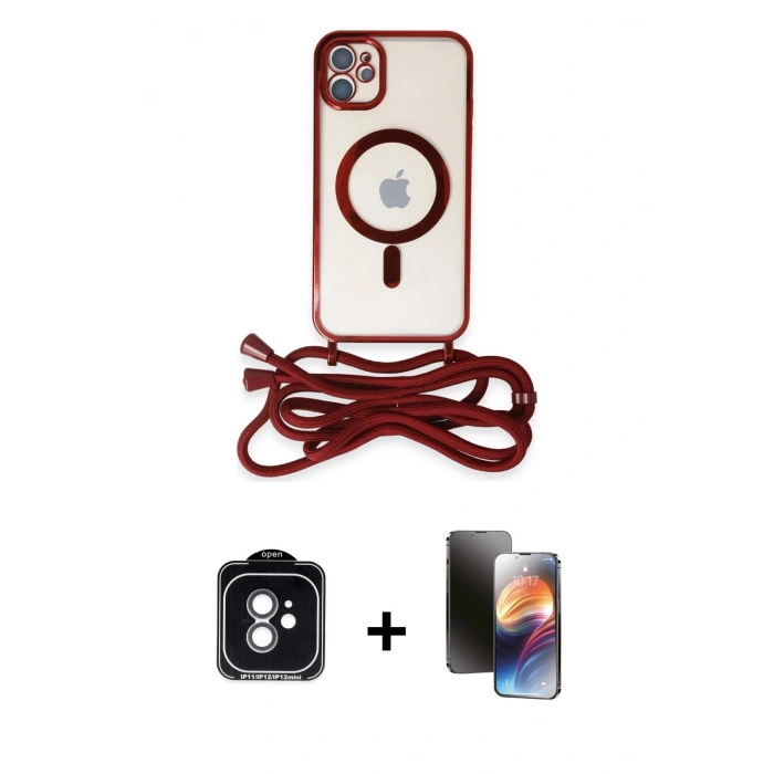 MARSİLYAN™- iPhone 11 Kılıf Eksen Özel Seri - Siyah 3D Antistatik Mat Seramik Nano Ekran Koruyucu + PVD Metal Kamera Lens - YL