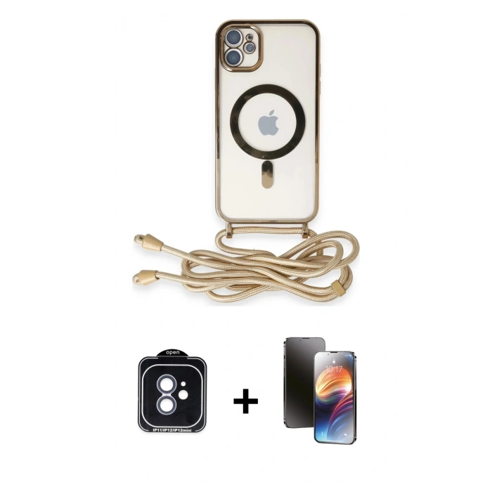 MARSİLYAN™- iPhone 11 Kılıf Eksen Özel Seri - Siyah 3D Antistatik Mat Seramik Nano Ekran Koruyucu + PVD Metal Kamera Lens - MI
