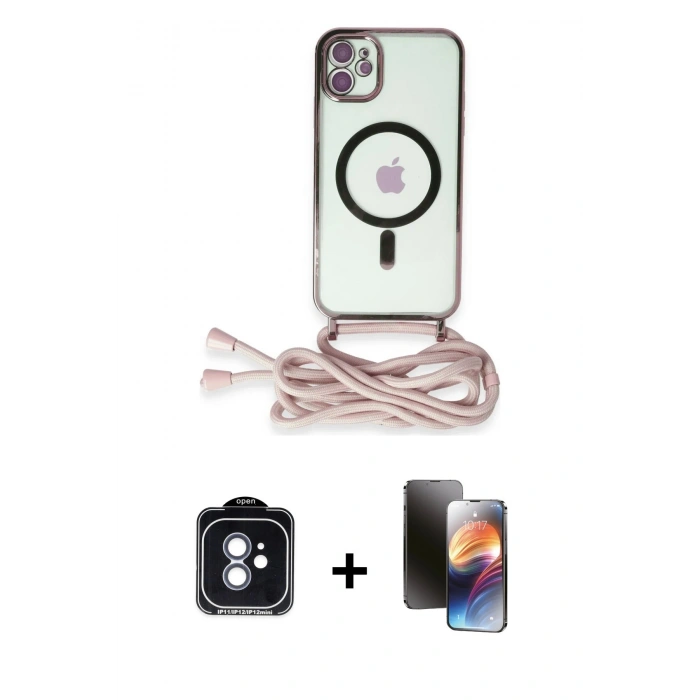 MARSİLYAN™- iPhone 11 Kılıf Eksen Özel Seri - Siyah 3D Antistatik Mat Seramik Nano Ekran Koruyucu + PVD Metal Kamera Lens - MI