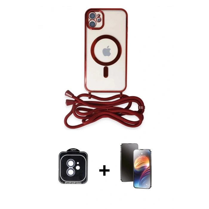 MARSİLYAN™- iPhone 11 Kılıf Eksen Özel Seri - Siyah 3D Antistatik Mat Seramik Nano Ekran Koruyucu + PVD Metal Kamera Lens - MI