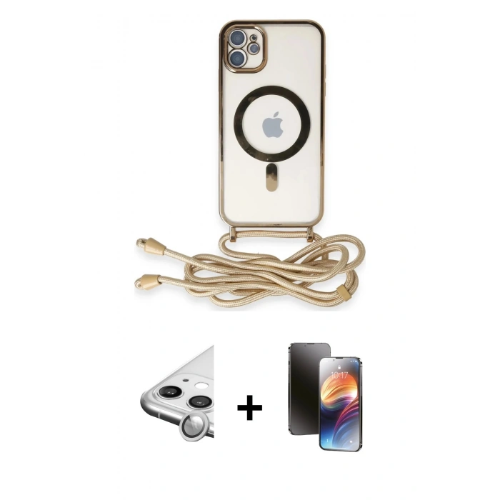 MARSİLYAN™- iPhone 11 Kılıf Eksen Özel Seri - Siyah 3D Antistatik Mat Seramik Nano Ekran Koruyucu + Raze Metal Kamera Lens - GS