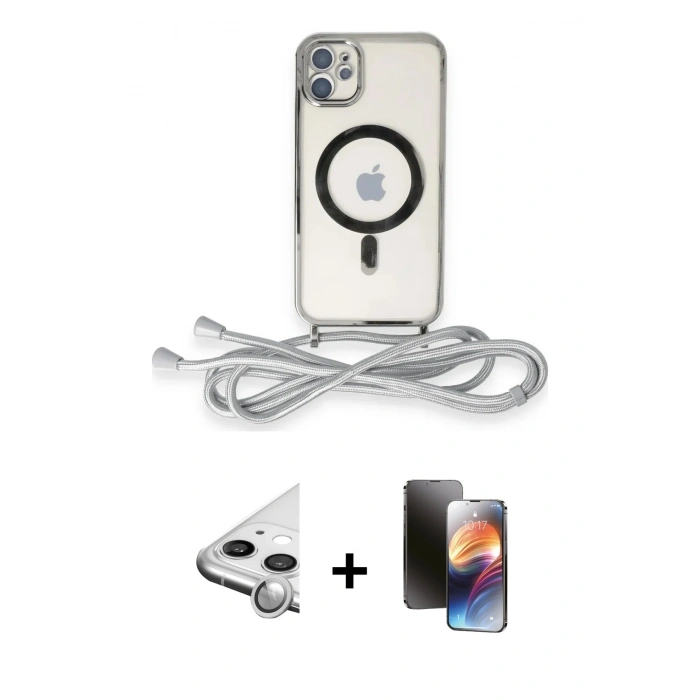 MARSİLYAN™- iPhone 11 Kılıf Eksen Özel Seri - Siyah 3D Antistatik Mat Seramik Nano Ekran Koruyucu + Raze Metal Kamera Lens - GS