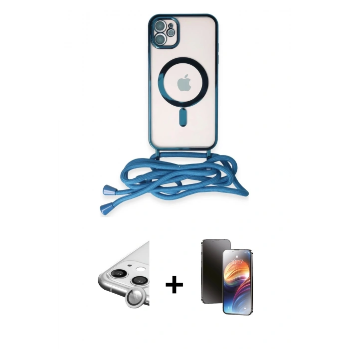 MARSİLYAN™- iPhone 11 Kılıf Eksen Özel Seri - Siyah 3D Antistatik Mat Seramik Nano Ekran Koruyucu + Raze Metal Kamera Lens - GS