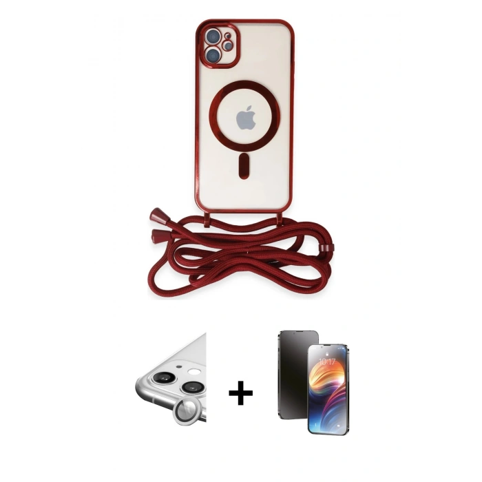 MARSİLYAN™- iPhone 11 Kılıf Eksen Özel Seri - Siyah 3D Antistatik Mat Seramik Nano Ekran Koruyucu + Raze Metal Kamera Lens - GS