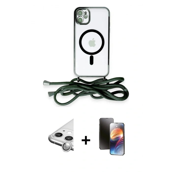 MARSİLYAN™- iPhone 11 Kılıf Eksen Özel Seri - Siyah 3D Antistatik Mat Seramik Nano Ekran Koruyucu + Raze Metal Kamera Lens - GS