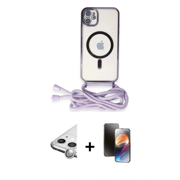 MARSİLYAN™- iPhone 11 Kılıf Eksen Özel Seri - Siyah 3D Antistatik Mat Seramik Nano Ekran Koruyucu + Raze Metal Kamera Lens - GS