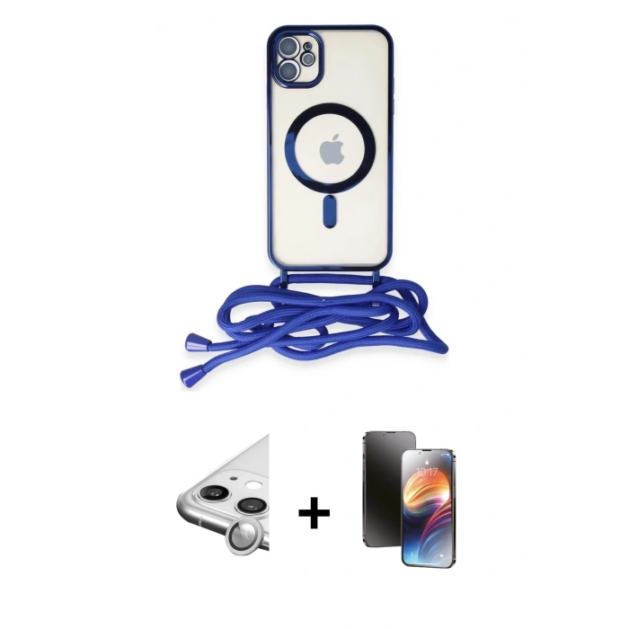 MARSİLYAN™- iPhone 11 Kılıf Eksen Özel Seri - Siyah 3D Antistatik Mat Seramik Nano Ekran Koruyucu + Raze Metal Kamera Lens - GS