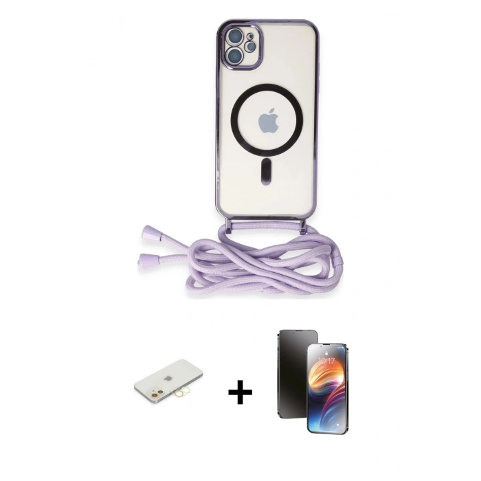 MARSİLYAN™- iPhone 11 Kılıf Eksen Özel Seri - Siyah 3D Antistatik Mat Seramik Nano Ekran Koruyucu + Renkli Kamera Lens Koruma Cam - SI