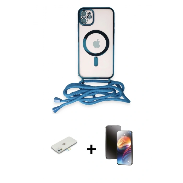 MARSİLYAN™- iPhone 11 Kılıf Eksen Özel Seri - Siyah 3D Antistatik Mat Seramik Nano Ekran Koruyucu + Renkli Kamera Lens Koruma Cam - SI