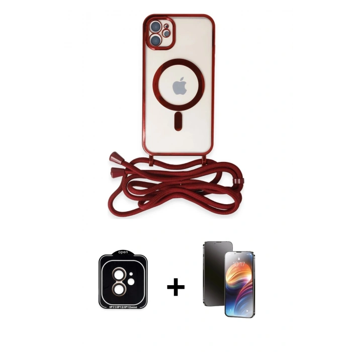 MARSİLYAN™- iPhone 11 Kılıf Eksen Özel Seri - Siyah 3D Antistatik Mat Seramik Nano Ekran Koruyucu + PVD Metal Kamera Lens - TU