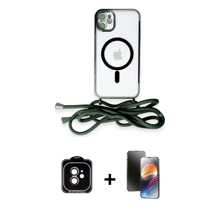 MARSİLYAN™- iPhone 11 Kılıf Eksen Özel Seri - Siyah 3D Antistatik Mat Seramik Nano Ekran Koruyucu + PVD Metal Kamera Lens - TU