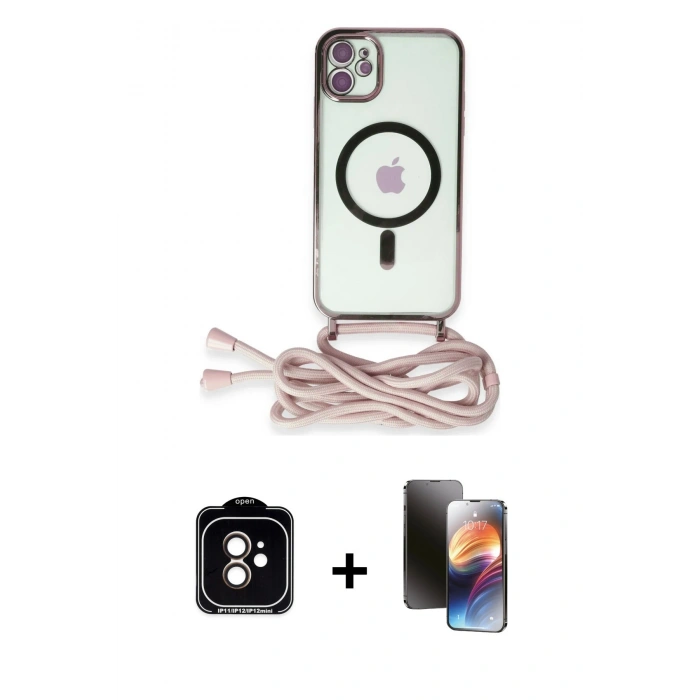 MARSİLYAN™- iPhone 11 Kılıf Eksen Özel Seri - Siyah 3D Antistatik Mat Seramik Nano Ekran Koruyucu + PVD Metal Kamera Lens - TU