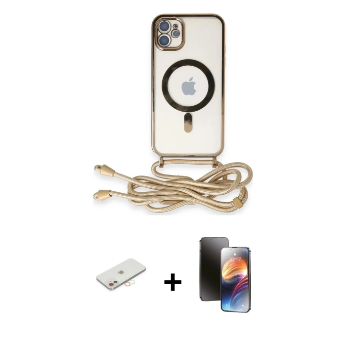 MARSİLYAN™- iPhone 11 Kılıf Eksen Özel Seri - Siyah 3D Antistatik Mat Seramik Nano Ekran Koruyucu + Yeşil Renkli Kamera Lens Koruma Cam