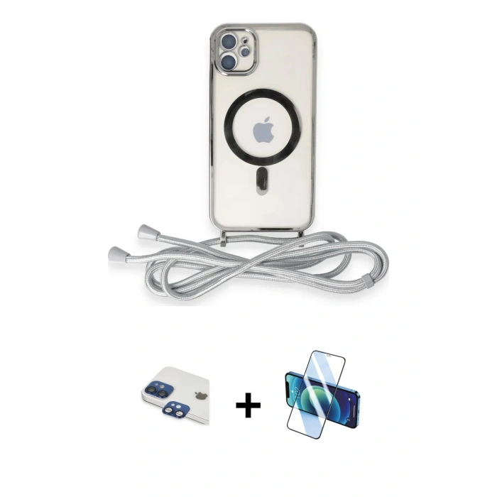 MARSİLYAN™- iPhone 11 Kılıf Eksen Özel Seri - Siyah 3D Antistatik Seramik Nano Ekran Koruyucu + Pers Alüminyum Kamera Lens - LT