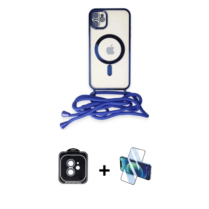 MARSİLYAN™- iPhone 11 Kılıf Eksen Özel Seri - Siyah 3D Antistatik Seramik Nano Ekran Koruyucu + PVD Metal Kamera Lens - MI