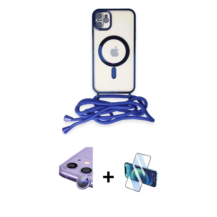 MARSİLYAN™- iPhone 11 Kılıf Eksen Özel Seri - Siyah 3D Antistatik Seramik Nano Ekran Koruyucu + Raze Metal Kamera Lens - MR
