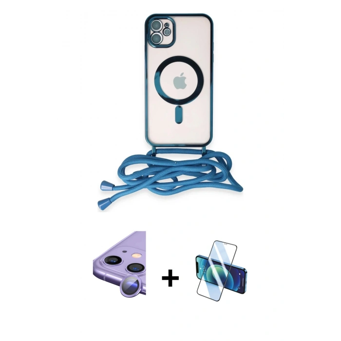 MARSİLYAN™- iPhone 11 Kılıf Eksen Özel Seri - Siyah 3D Antistatik Seramik Nano Ekran Koruyucu + Raze Metal Kamera Lens - MR