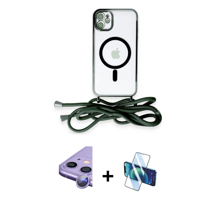 MARSİLYAN™- iPhone 11 Kılıf Eksen Özel Seri - Siyah 3D Antistatik Seramik Nano Ekran Koruyucu + Raze Metal Kamera Lens - MR