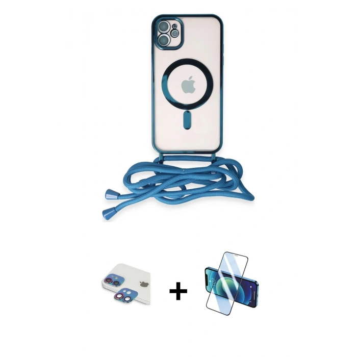 MARSİLYAN™- iPhone 11 Kılıf Eksen Özel Seri - Siyah 3D Antistatik Seramik Nano Ekran Koruyucu + Pers Alüminyum Kamera Lens - GI