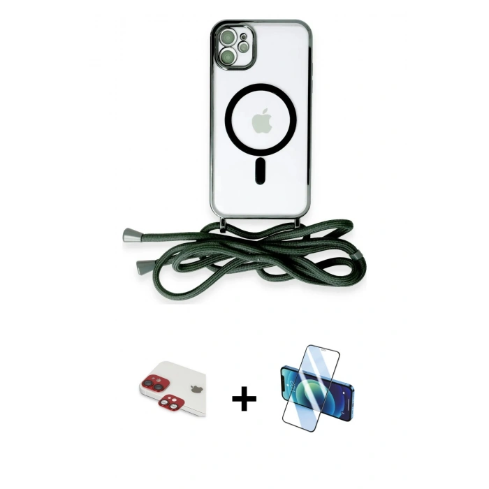 MARSİLYAN™- iPhone 11 Kılıf Eksen Özel Seri - Siyah 3D Antistatik Seramik Nano Ekran Koruyucu + Pers Alüminyum Kamera Lens - KI