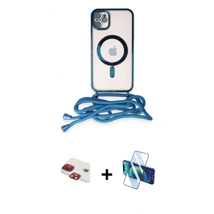 MARSİLYAN™- iPhone 11 Kılıf Eksen Özel Seri - Siyah 3D Antistatik Seramik Nano Ekran Koruyucu + Pers Alüminyum Kamera Lens - KI