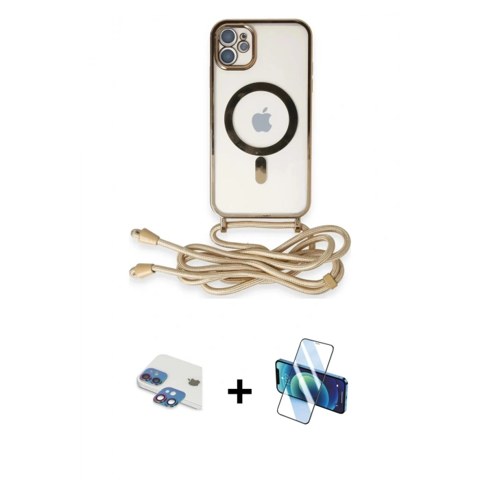 MARSİLYAN™- iPhone 11 Kılıf Eksen Özel Seri - Siyah 3D Antistatik Seramik Nano Ekran Koruyucu + Pers Alüminyum Kamera Lens - GI