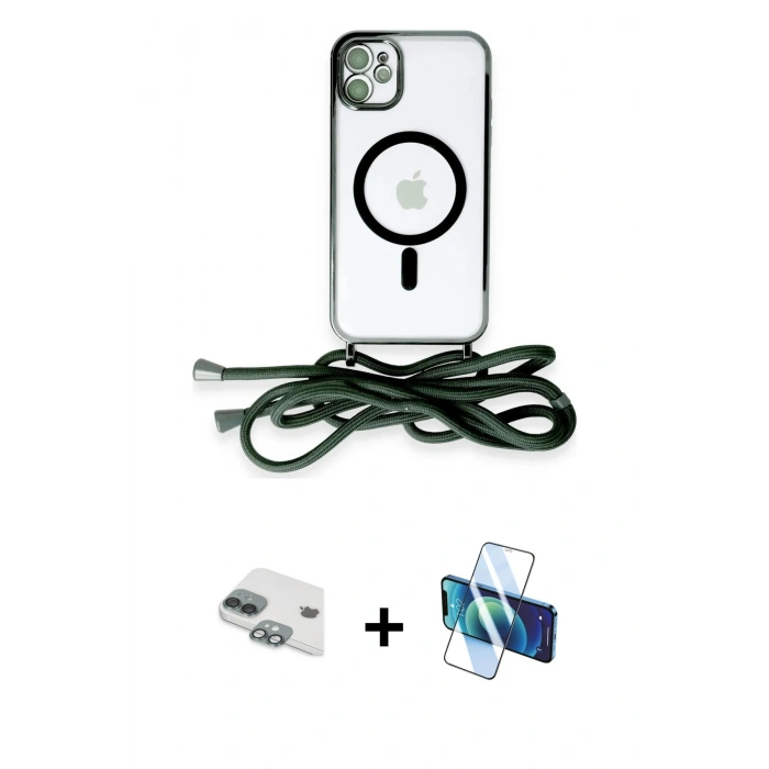 MARSİLYAN™- iPhone 11 Kılıf Eksen Özel Seri - Siyah 3D Antistatik Seramik Nano Ekran Koruyucu + Pers Alüminyum Kamera Lens - YL
