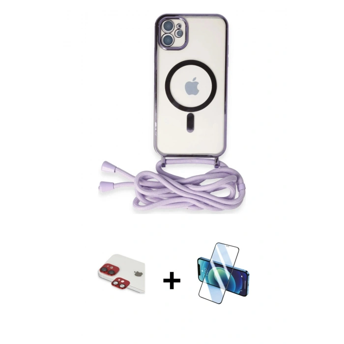 MARSİLYAN™- iPhone 11 Kılıf Eksen Özel Seri - Siyah 3D Antistatik Seramik Nano Ekran Koruyucu + Pers Alüminyum Kamera Lens - KI