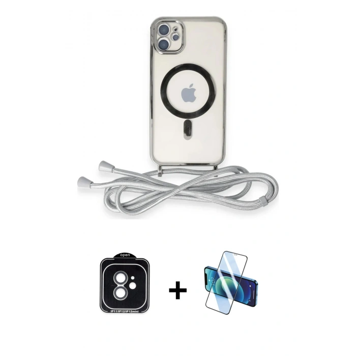 MARSİLYAN™- iPhone 11 Kılıf Eksen Özel Seri - Siyah 3D Antistatik Seramik Nano Ekran Koruyucu + PVD Metal Kamera Lens - YL