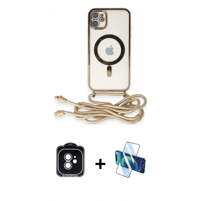 MARSİLYAN™- iPhone 11 Kılıf Eksen Özel Seri - Siyah 3D Antistatik Seramik Nano Ekran Koruyucu + PVD Metal Kamera Lens - YL