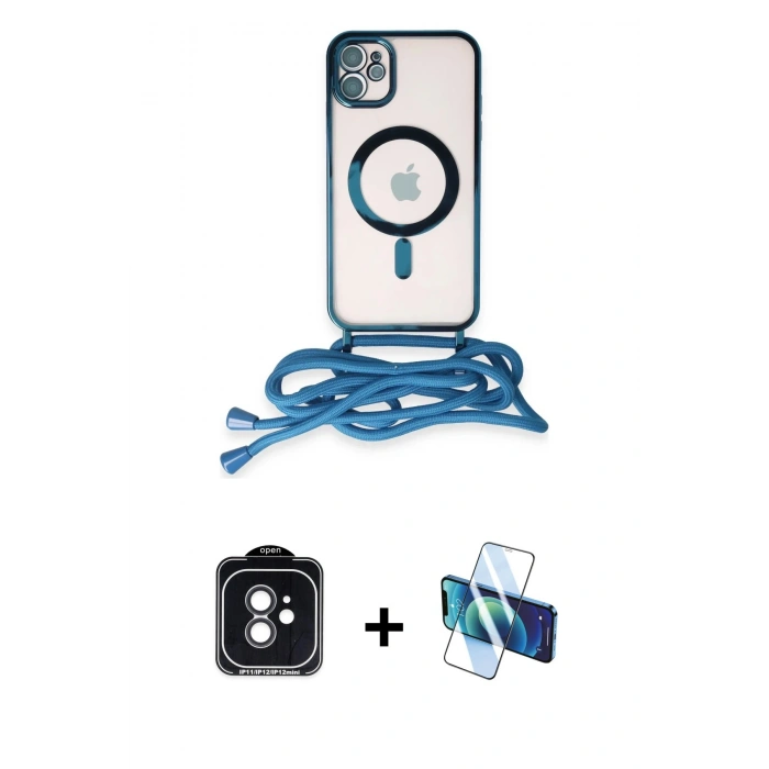 MARSİLYAN™- iPhone 11 Kılıf Eksen Özel Seri - Siyah 3D Antistatik Seramik Nano Ekran Koruyucu + PVD Metal Kamera Lens - SH
