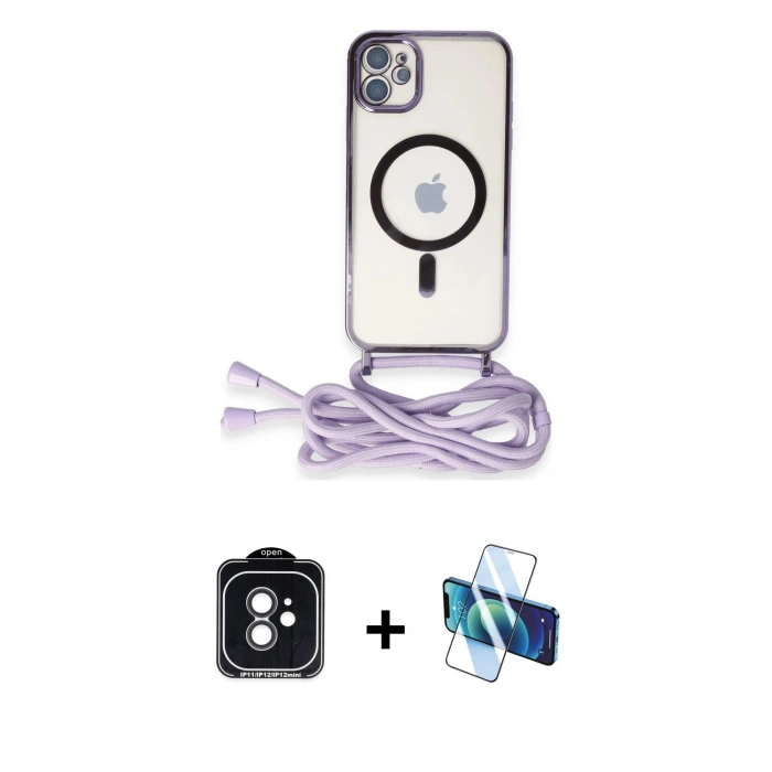 MARSİLYAN™- iPhone 11 Kılıf Eksen Özel Seri - Siyah 3D Antistatik Seramik Nano Ekran Koruyucu + PVD Metal Kamera Lens - SH