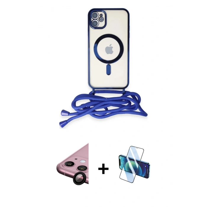 MARSİLYAN™- iPhone 11 Kılıf Eksen Özel Seri - Siyah 3D Antistatik Seramik Nano Ekran Koruyucu + Raze Metal Kamera Lens - SH
