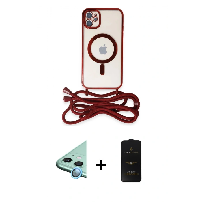 MARSİLYAN™- iPhone 11 Kılıf Eksen Özel Seri - Siyah 6D Antistatik Mat Seramik Hayalet Nano Ekran Koruyucu + Raze Metal Kamera Lens - MI