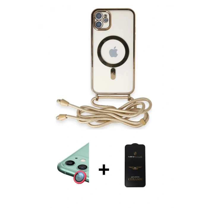MARSİLYAN™- iPhone 11 Kılıf Eksen Özel Seri - Siyah 6D Antistatik Mat Seramik Hayalet Nano Ekran Koruyucu + Raze Metal Kamera Lens - KI