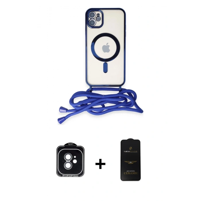 MARSİLYAN™- iPhone 11 Kılıf Eksen Özel Seri - Siyah 6D Antistatik Mat Seramik Hayalet Nano Ekran Koruyucu + PVD Metal Kamera Lens - YL