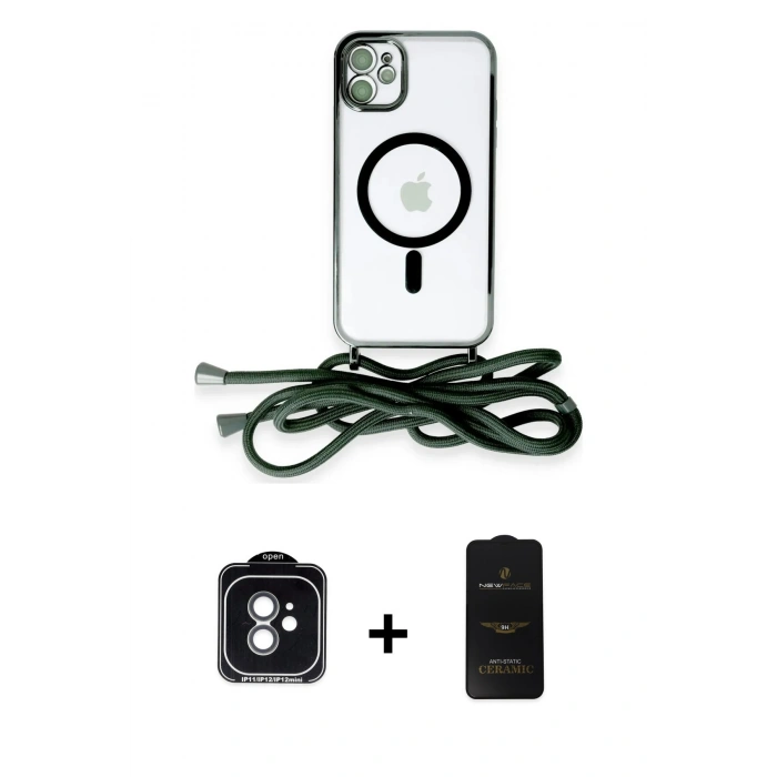 MARSİLYAN™- iPhone 11 Kılıf Eksen Özel Seri - Siyah 6D Antistatik Mat Seramik Hayalet Nano Ekran Koruyucu + PVD Metal Kamera Lens - YL