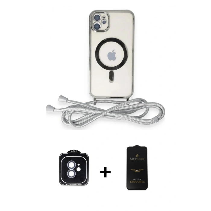 MARSİLYAN™- iPhone 11 Kılıf Eksen Özel Seri - Siyah 6D Antistatik Mat Seramik Hayalet Nano Ekran Koruyucu + PVD Metal Kamera Lens - MI