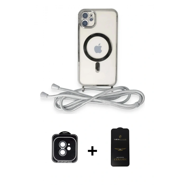 MARSİLYAN™- iPhone 11 Kılıf Eksen Özel Seri - Siyah 6D Antistatik Mat Seramik Hayalet Nano Ekran Koruyucu + PVD Metal Kamera Lens - YL