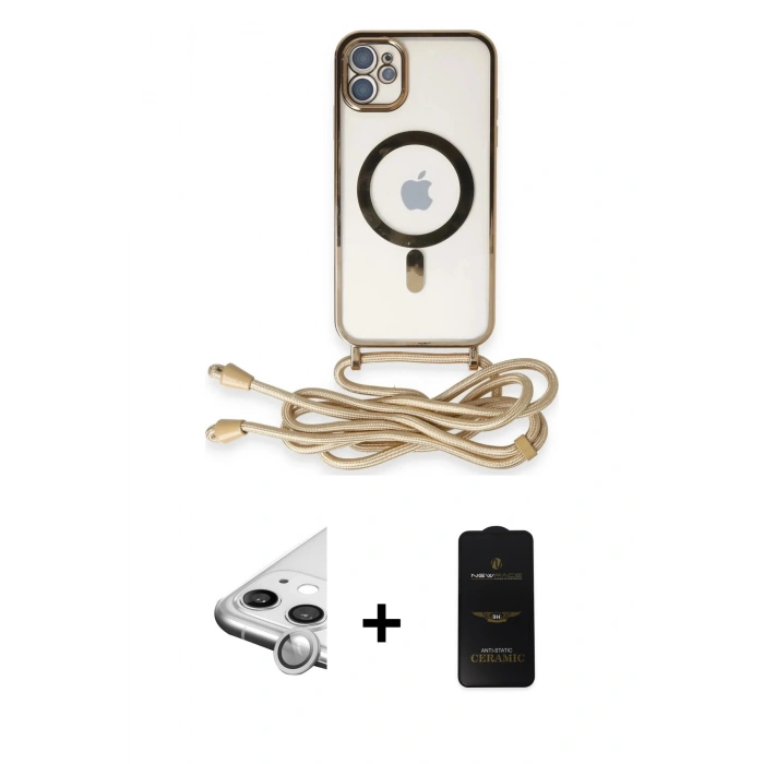 MARSİLYAN™- iPhone 11 Kılıf Eksen Özel Seri - Siyah 6D Antistatik Mat Seramik Hayalet Nano Ekran Koruyucu + Raze Metal Kamera Lens - GS