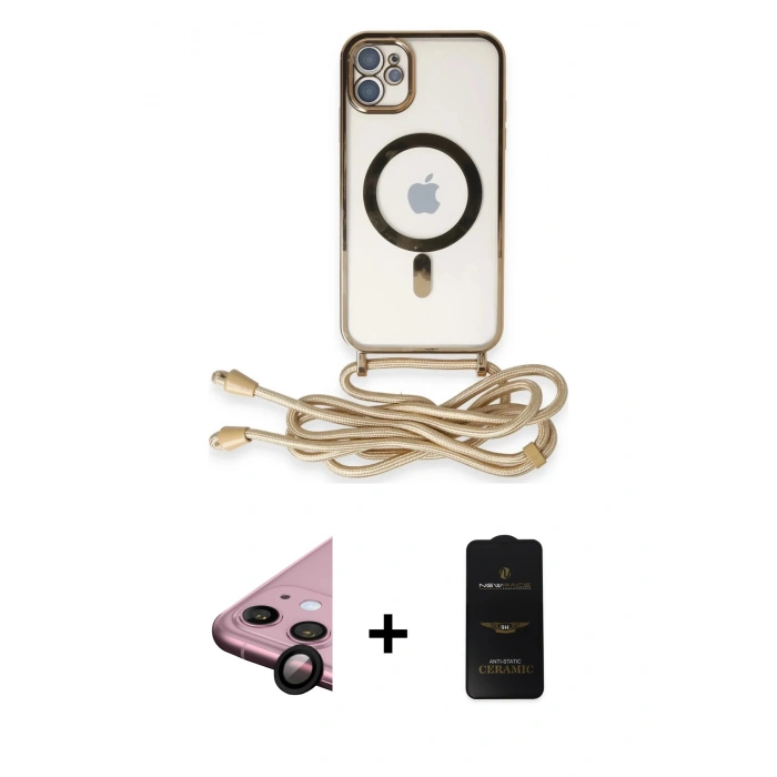 MARSİLYAN™- iPhone 11 Kılıf Eksen Özel Seri - Siyah 6D Antistatik Mat Seramik Hayalet Nano Ekran Koruyucu + Raze Metal Kamera Lens - SH