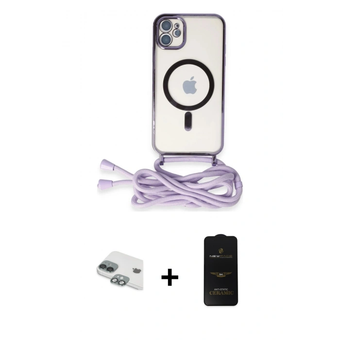 MARSİLYAN™- iPhone 11 Kılıf Eksen Özel Seri - Siyah 6D Antistatik Mat Seramik Hayalet Nano Ekran Koruyucu + Pers Alüminyum Kamera Lens - YL