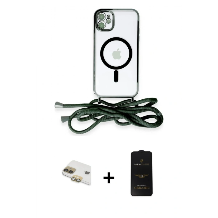 MARSİLYAN™- iPhone 11 Kılıf Eksen Özel Seri - Siyah 6D Antistatik Mat Seramik Hayalet Nano Ekran Koruyucu + Pers Alüminyum Kamera Lens - GD