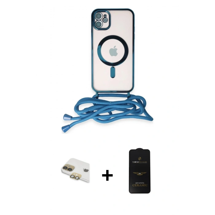 MARSİLYAN™- iPhone 11 Kılıf Eksen Özel Seri - Siyah 6D Antistatik Mat Seramik Hayalet Nano Ekran Koruyucu + Pers Alüminyum Kamera Lens - GD