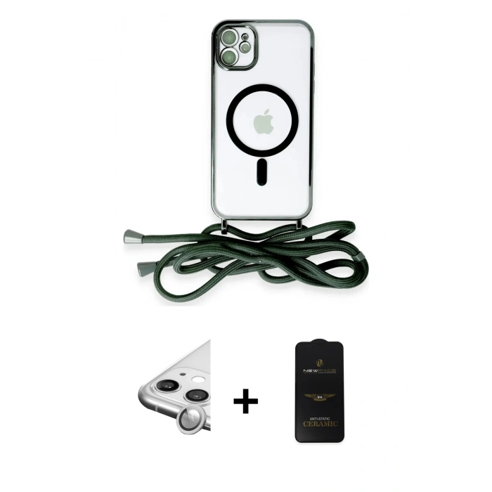 MARSİLYAN™- iPhone 11 Kılıf Eksen Özel Seri - Siyah 6D Antistatik Mat Seramik Hayalet Nano Ekran Koruyucu + Raze Metal Kamera Lens - GS
