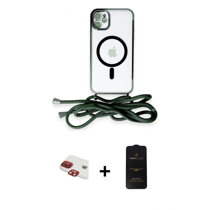 MARSİLYAN™- iPhone 11 Kılıf Eksen Özel Seri - Siyah 6D Antistatik Mat Seramik Hayalet Nano Ekran Koruyucu + Pers Alüminyum Kamera Lens - KI
