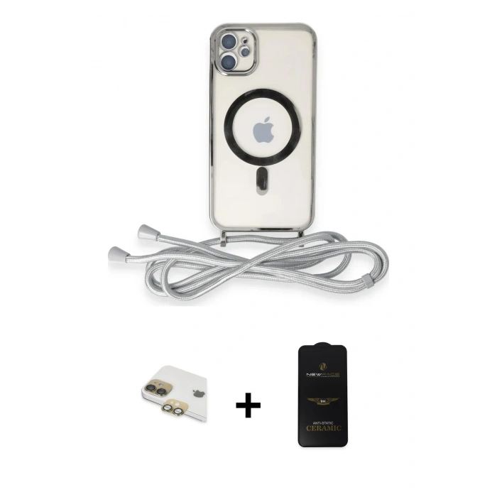 MARSİLYAN™- iPhone 11 Kılıf Eksen Özel Seri - Siyah 6D Antistatik Mat Seramik Hayalet Nano Ekran Koruyucu + Pers Alüminyum Kamera Lens - GD