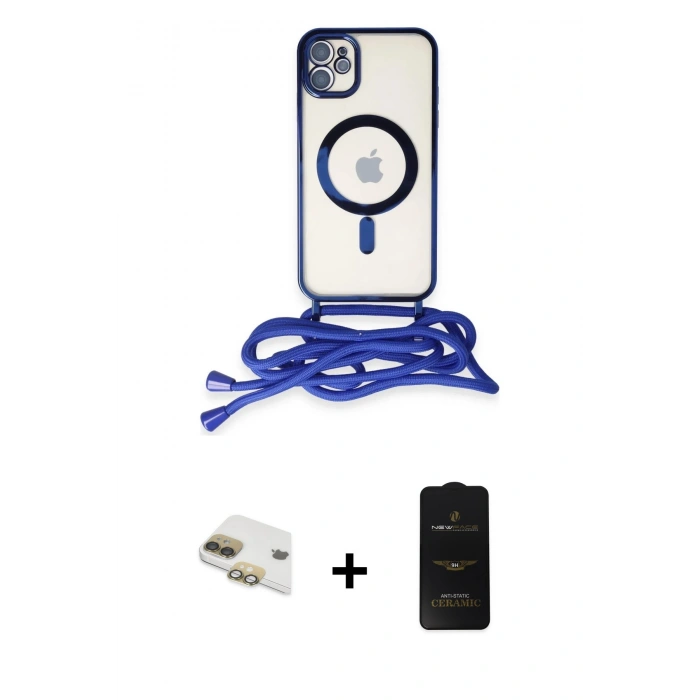 MARSİLYAN™- iPhone 11 Kılıf Eksen Özel Seri - Siyah 6D Antistatik Mat Seramik Hayalet Nano Ekran Koruyucu + Pers Alüminyum Kamera Lens - GD