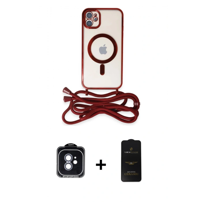 MARSİLYAN™- iPhone 11 Kılıf Eksen Özel Seri - Siyah 6D Antistatik Mat Seramik Hayalet Nano Ekran Koruyucu + PVD Metal Kamera Lens - MI